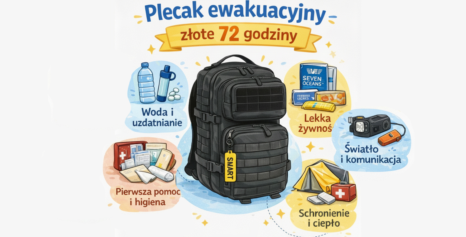 plecak ewakuacyjny 72h, plecak awaryjny, wyposażenie plecaka ewakuacyjnego